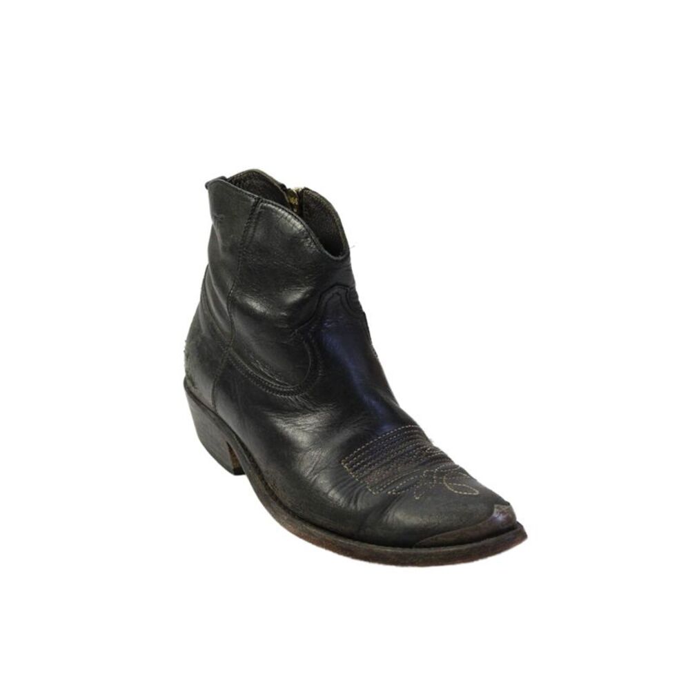 Golden Goose Womens Leather Pointed Toe Ankle Boots Shoes Black Size 6